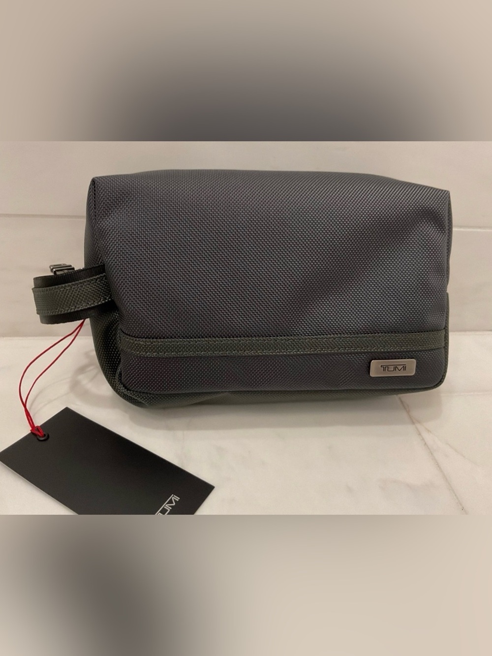 NEW - TUMI Ballistic Nylon Zippered Medium Kit Pouch - Cosmetic Bag - SEAL GRAY